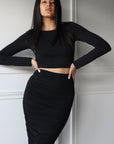 Double Layered Ruched Maxi Skirt - EMMYDEVEAUX