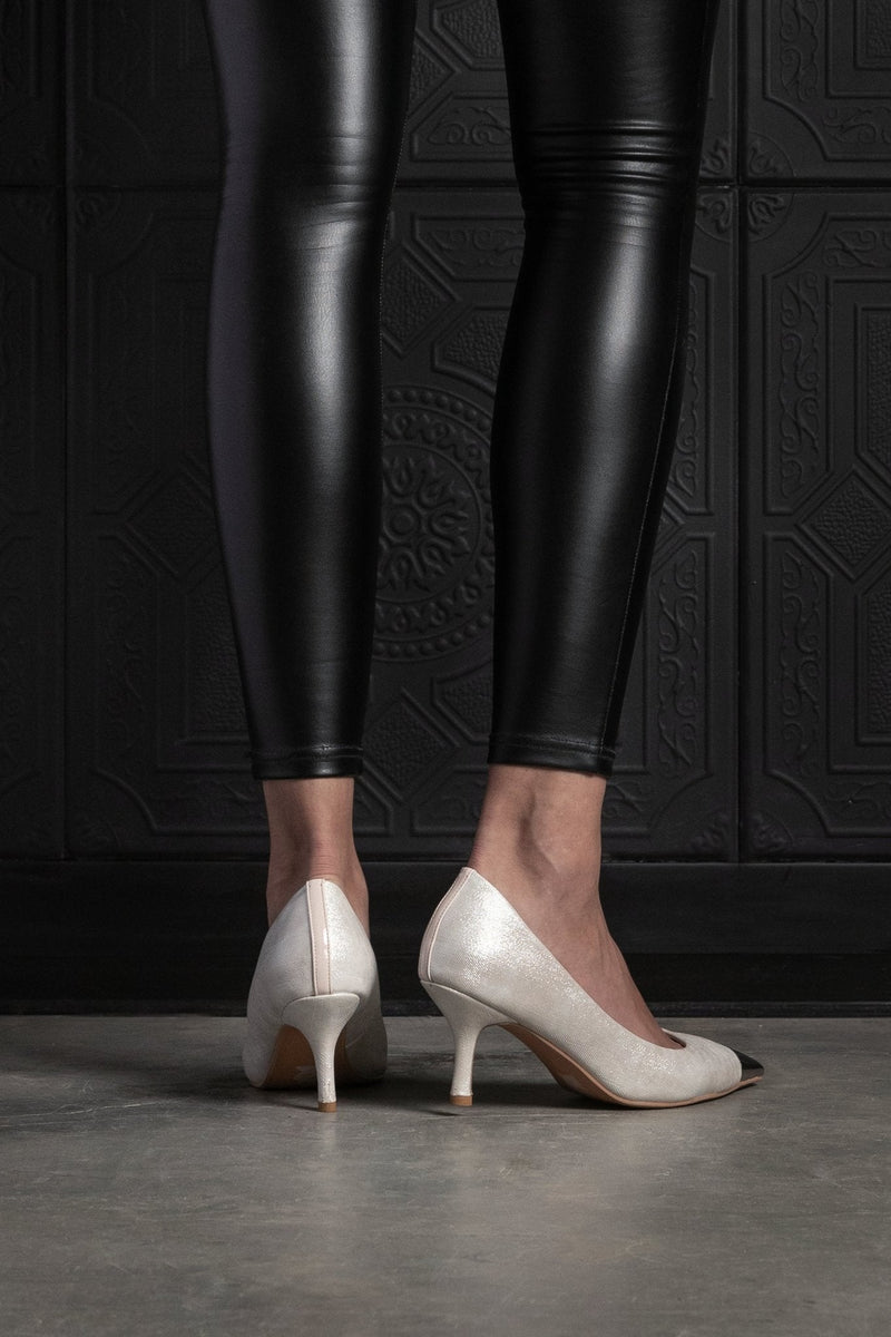 The Harper Heel - Pearl White w/ Silver Toe - EMMYDEVEAUX