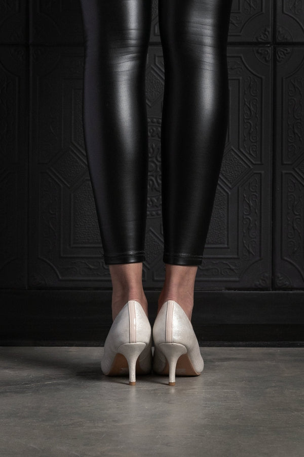 The Harper Heel - Pearl White w/ Silver Toe - EMMYDEVEAUX