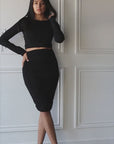 Double Layered Ruched Midi Skirt