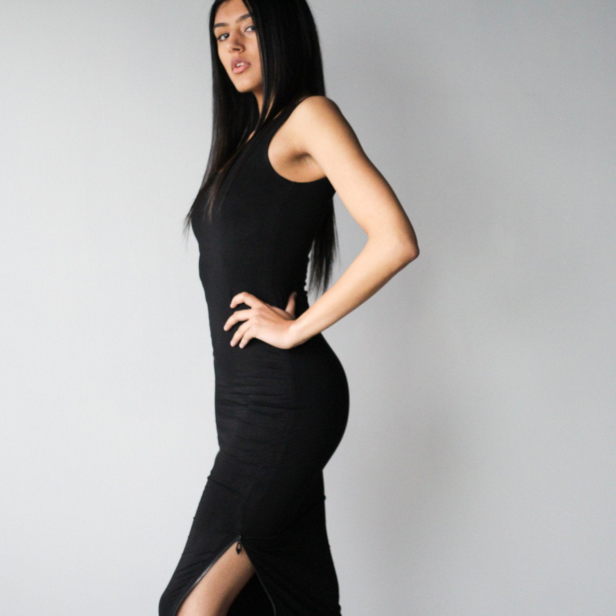 SALE - Compression Tank Maxi Bodycon w/ Zipper - EMMYDEVEAUX