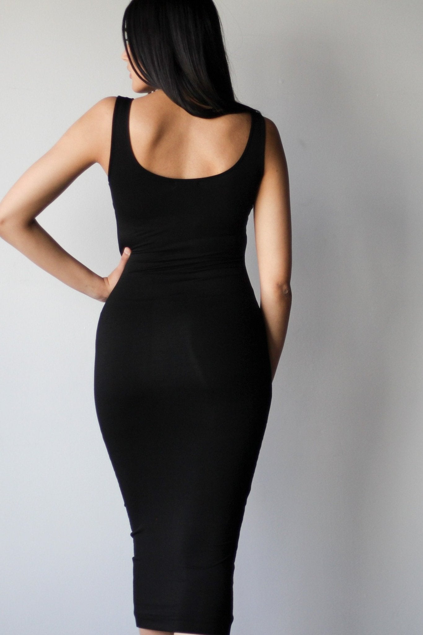 SALE - Compression Tank Midi Bodycon Dress - EMMYDEVEAUX