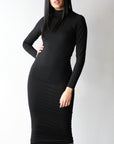 SALE - Compression Turtleneck Midi Bodycon w/ Zipper - EMMYDEVEAUX