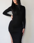 SALE - Compression Turtleneck Midi Bodycon w/ Zipper - EMMYDEVEAUX