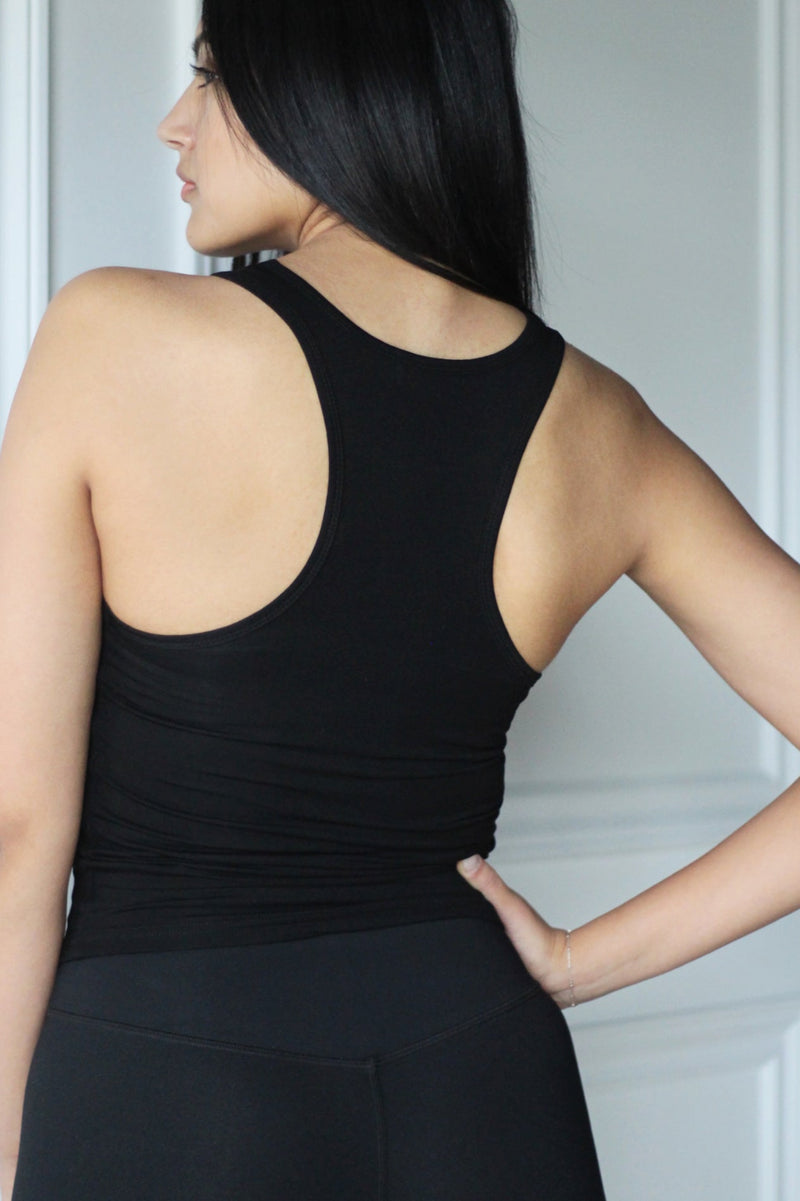 Double Layered Cropped Racerback Tank - EMMYDEVEAUX