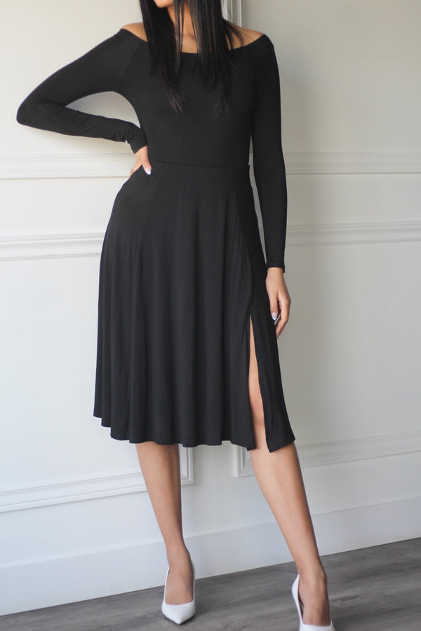 Double Layered Midi Skirt with Slit - EMMYDEVEAUX