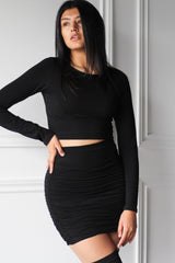 Double Layered Ruched Mini Skirt - EMMYDEVEAUX