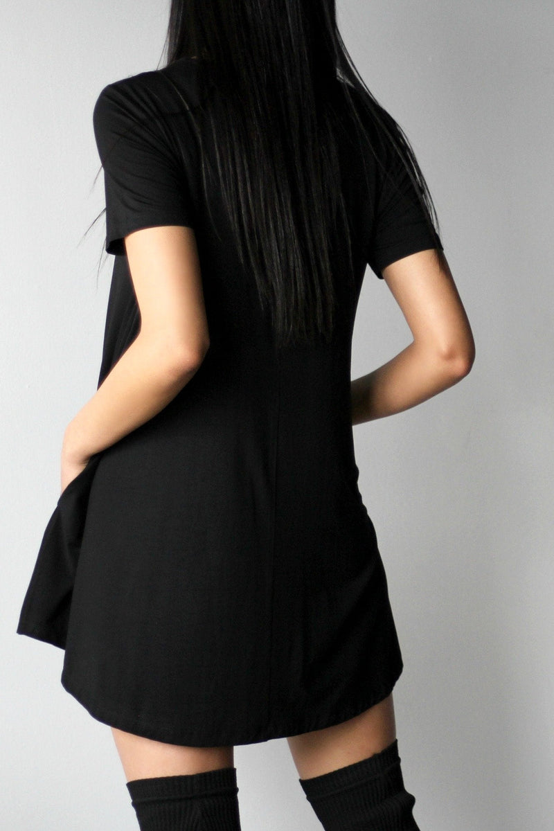 Short Sleeved Pocket Mini Dress - EMMYDEVEAUX